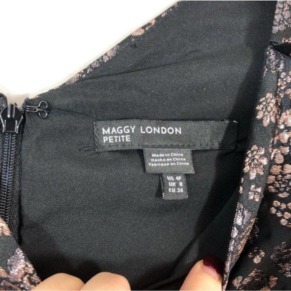 NWT Maggy London Black Rose Gold Metallic Dress - Picture 4 of 6